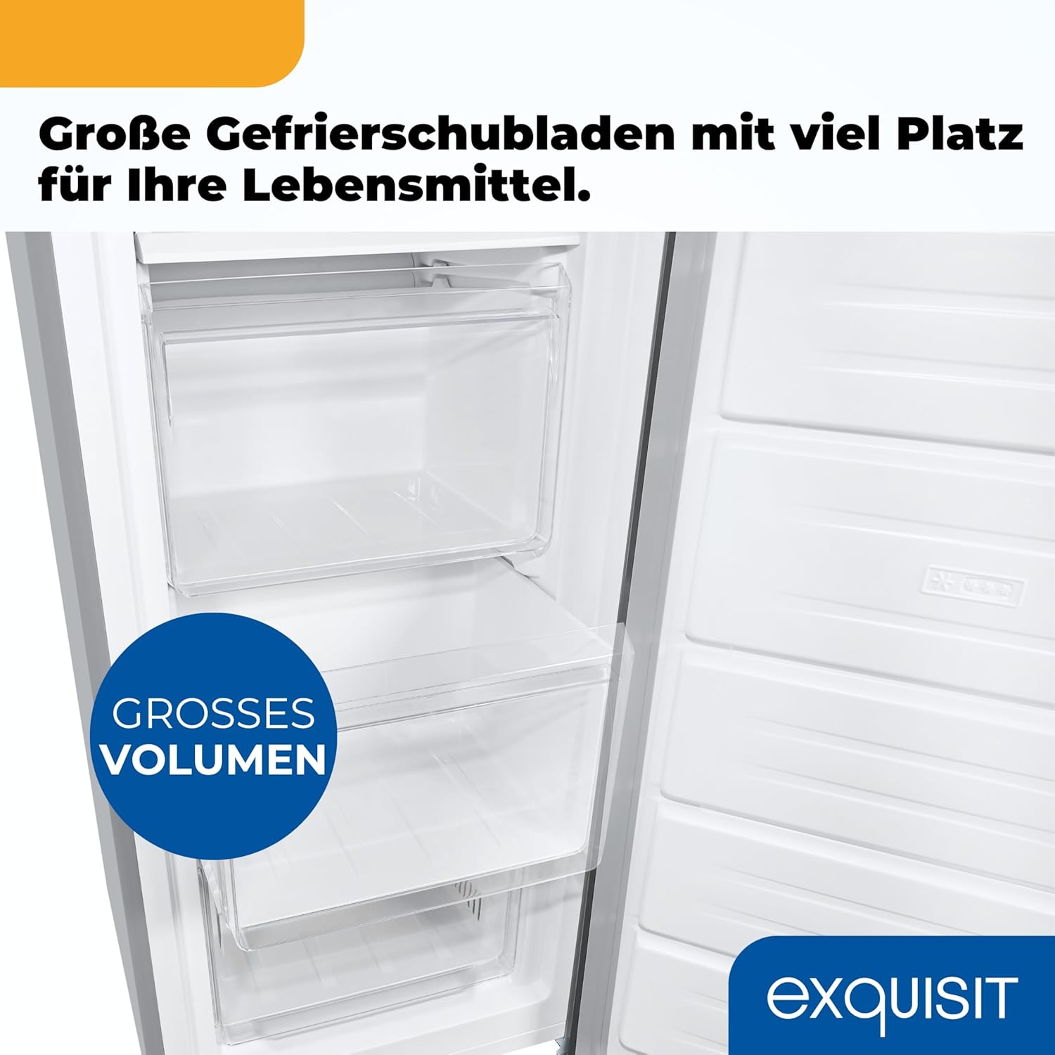 Exquisit Gefrierschrank, 161 Liter, No-Frost, LED-Anzeige, leise, GS5231-NF-H-040C inoxlook
