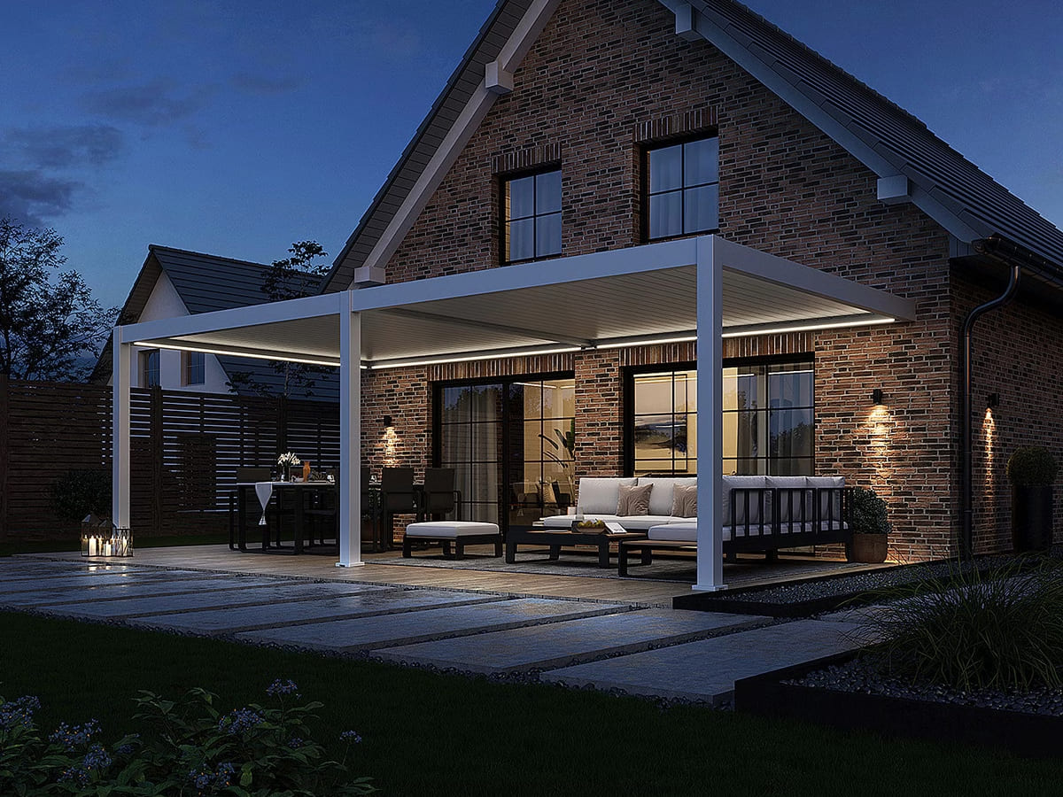Orion Premium 400x800cm elektrische LED overkapping - wall