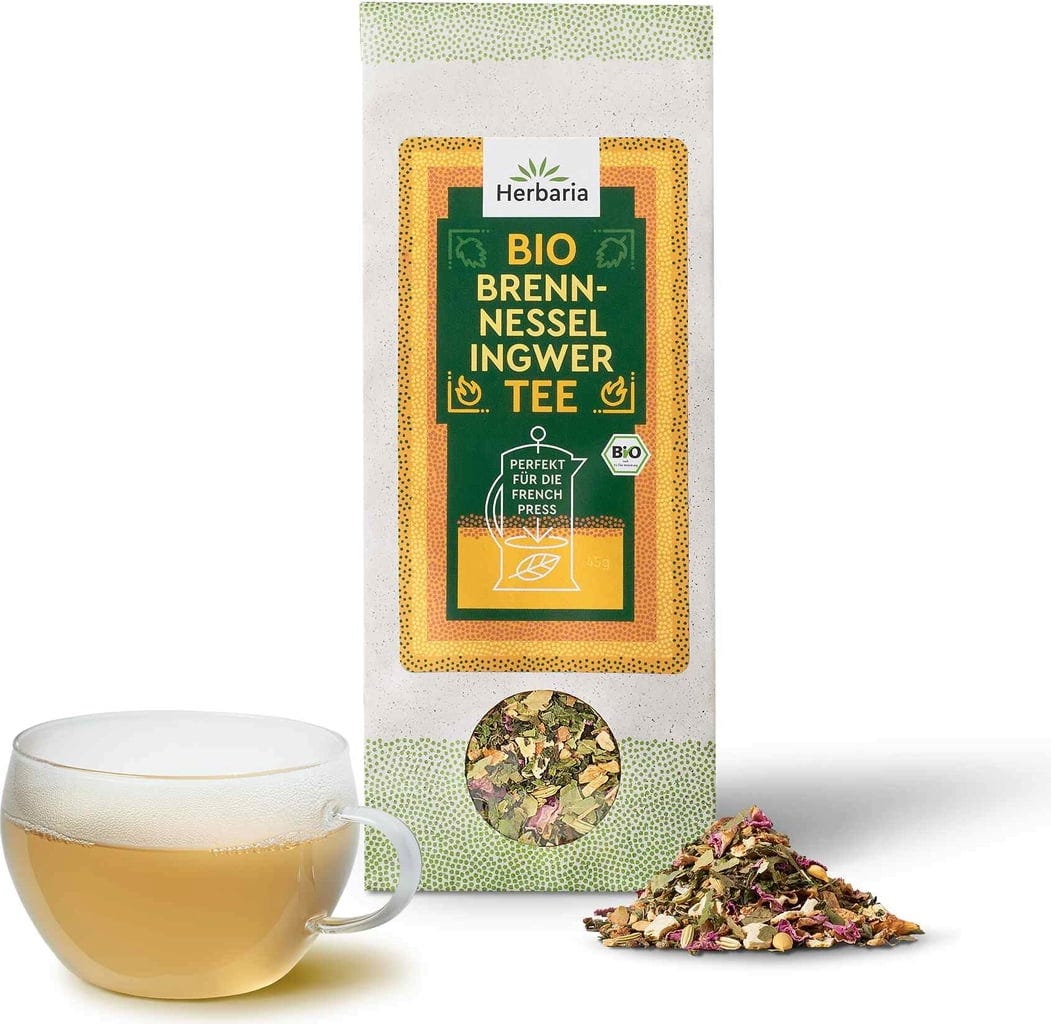 Herbaria  Bio French Press Tee Brennnessel-Ingwer, 45 g