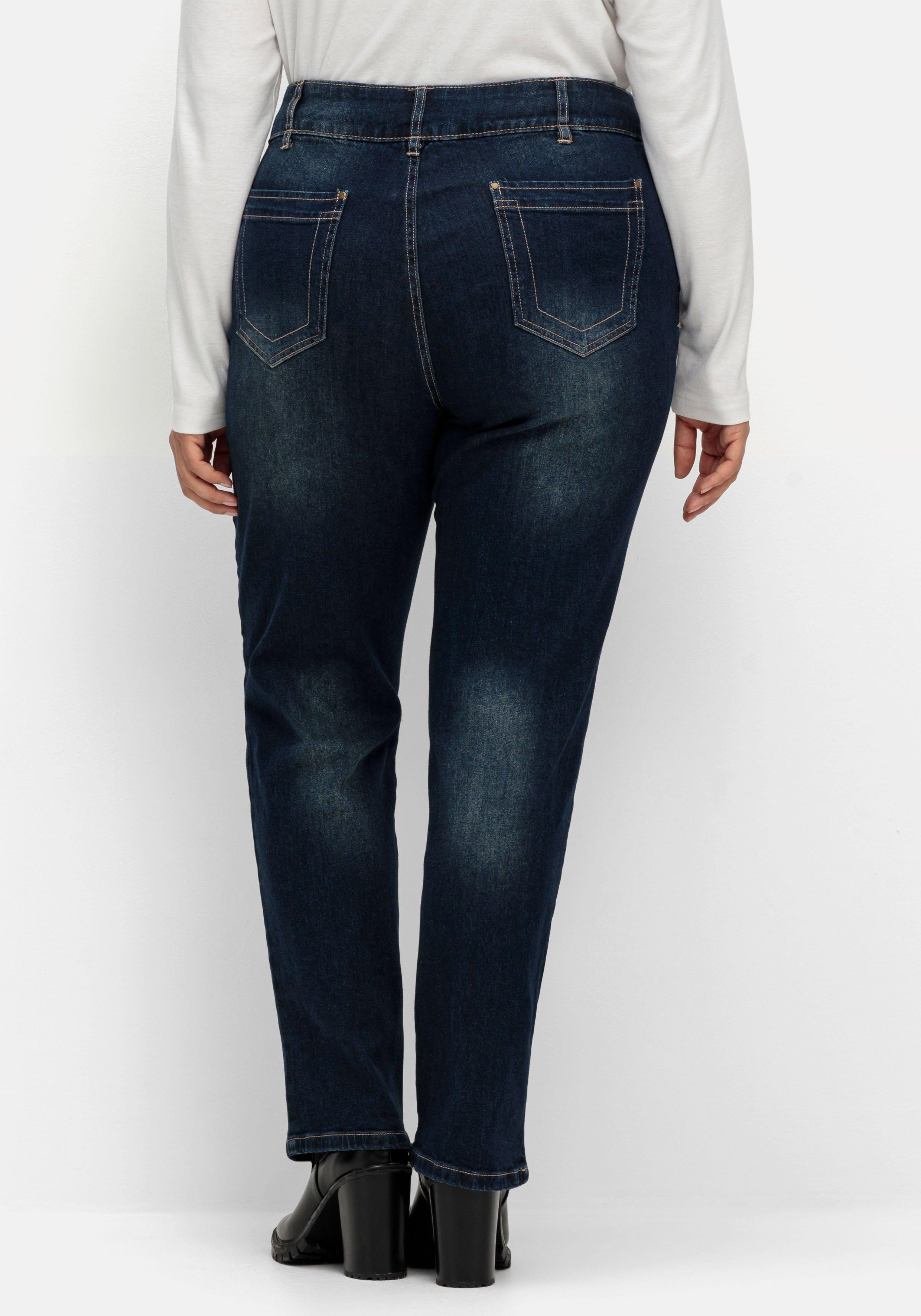 Gerade Jeans mit breitem 2-Knopf-Bund