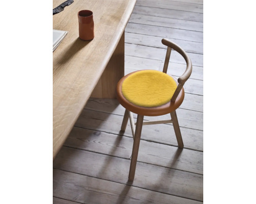 Rond Romance zitkussen, mosterdgeel, ø 35 cm