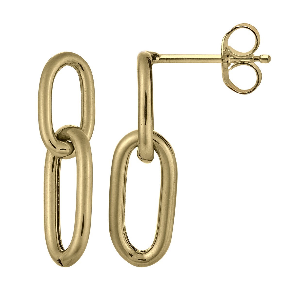 Boucles d'oreilles Brillaxis double anneau allongéor jaune 18 carats