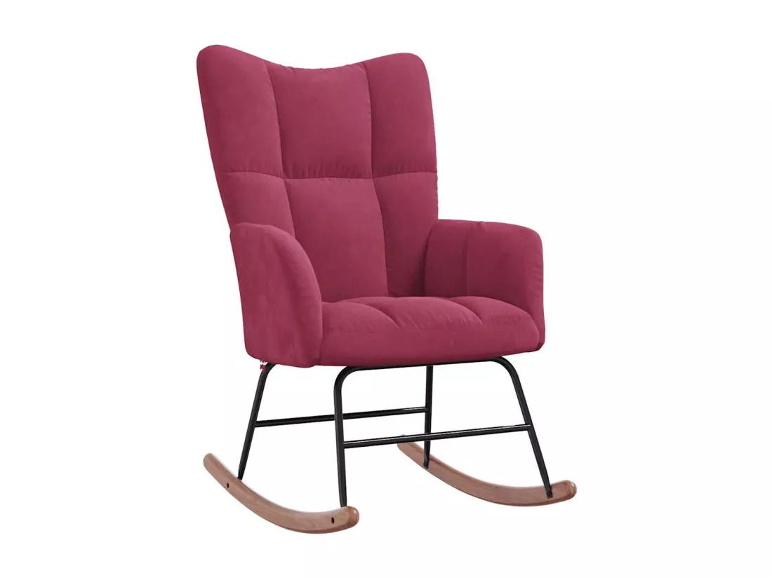 Chaise à bascule avec repose-pied Rouge bordeaux Velours
