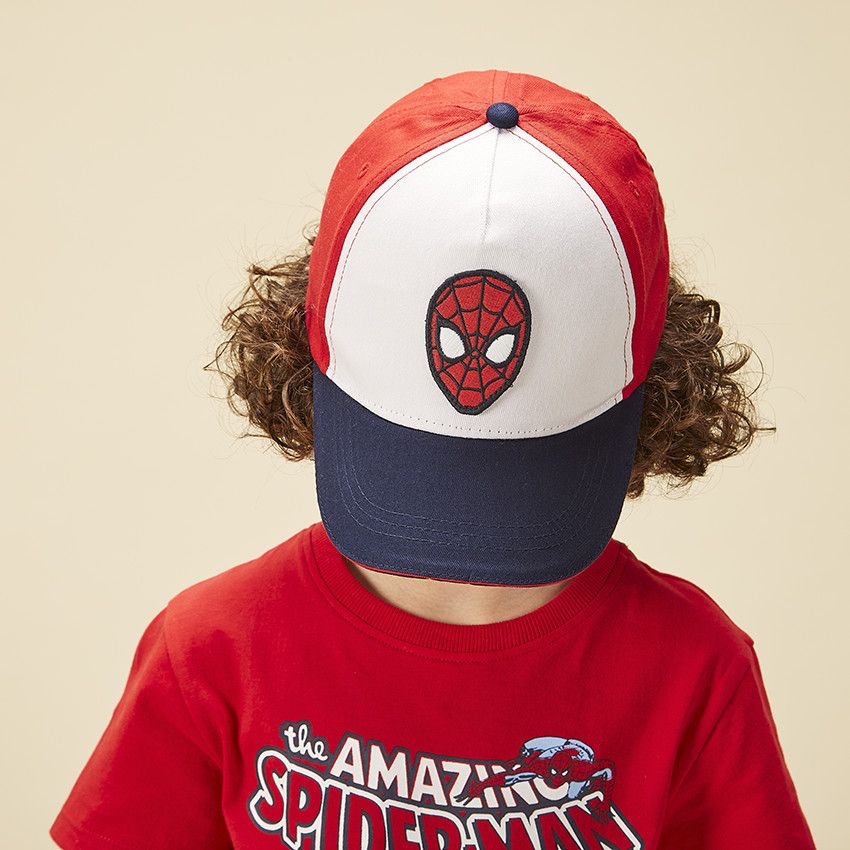 Casquette tricolore patch Spider-Man Marvel pour garçon - Rouge