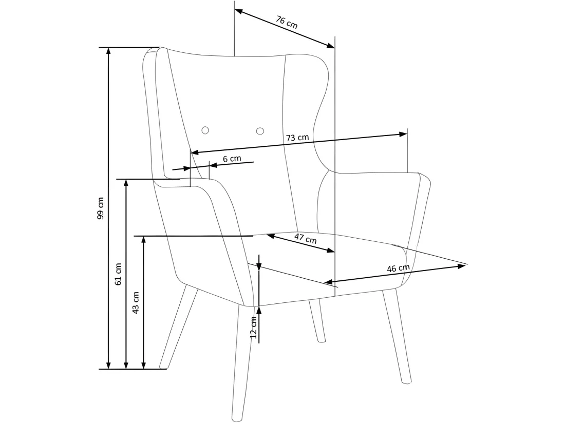 Fauteuil rembourré en tissu jaune moutarde avec dossier haut et pieds en bois de caoutchouc WISH