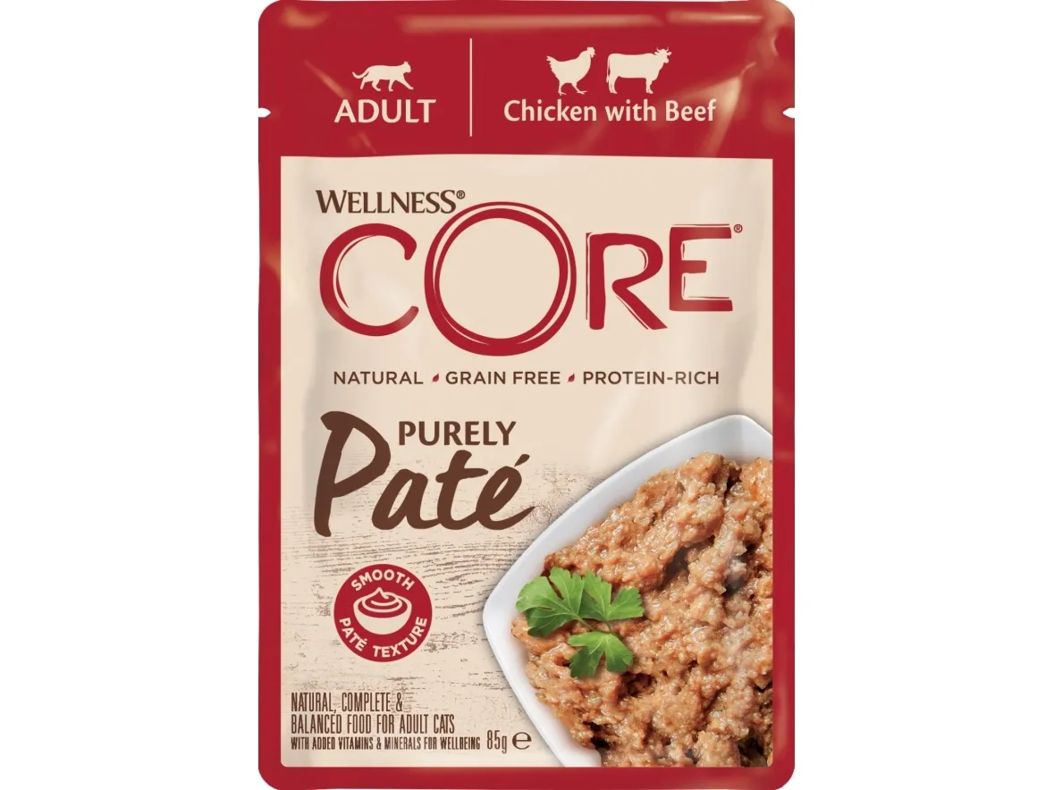 CORE Cat purely pate, Chicken w/Beef 85 g - (24 pk/ps)