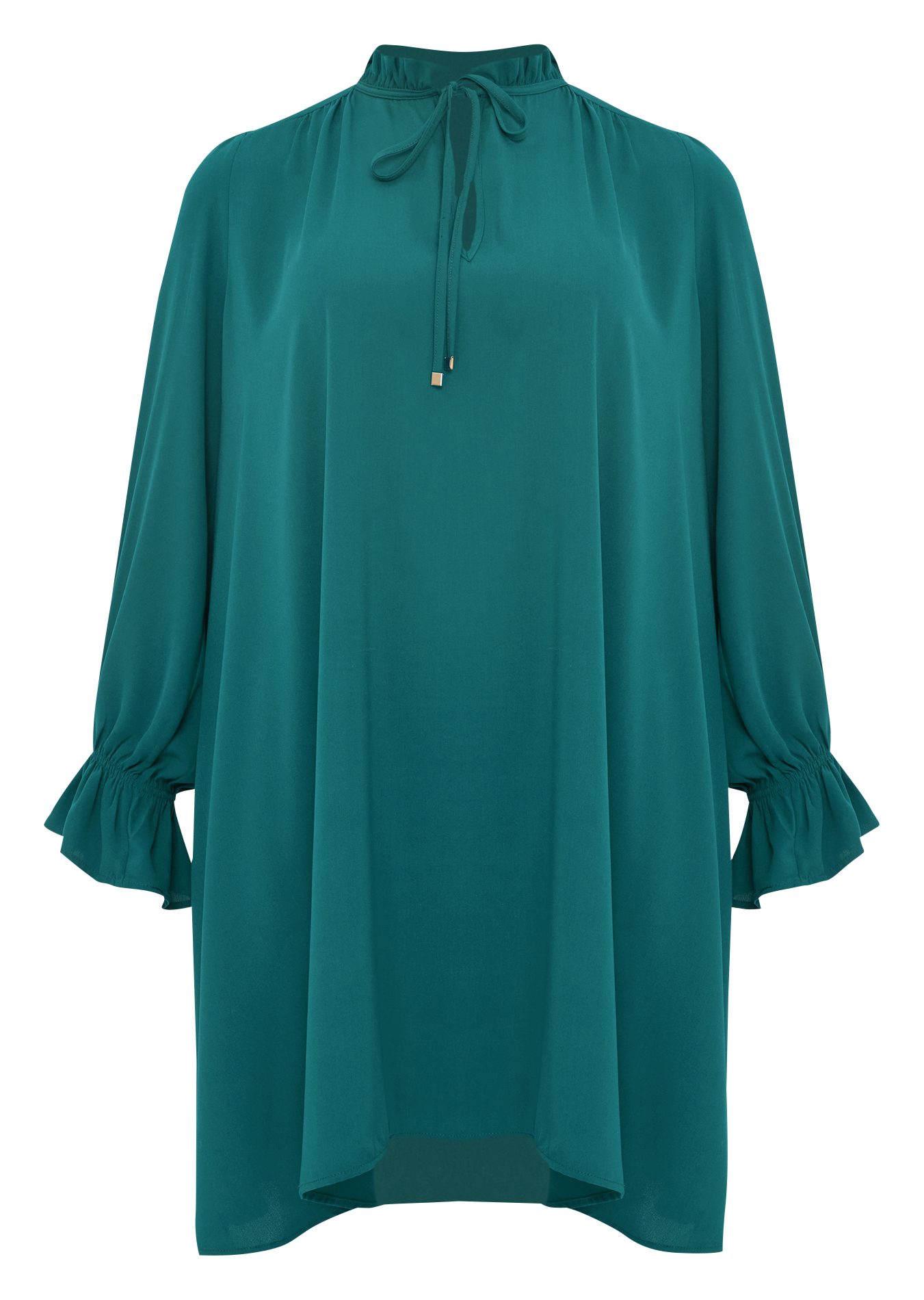 Robe midi à manches froncés | Bleu