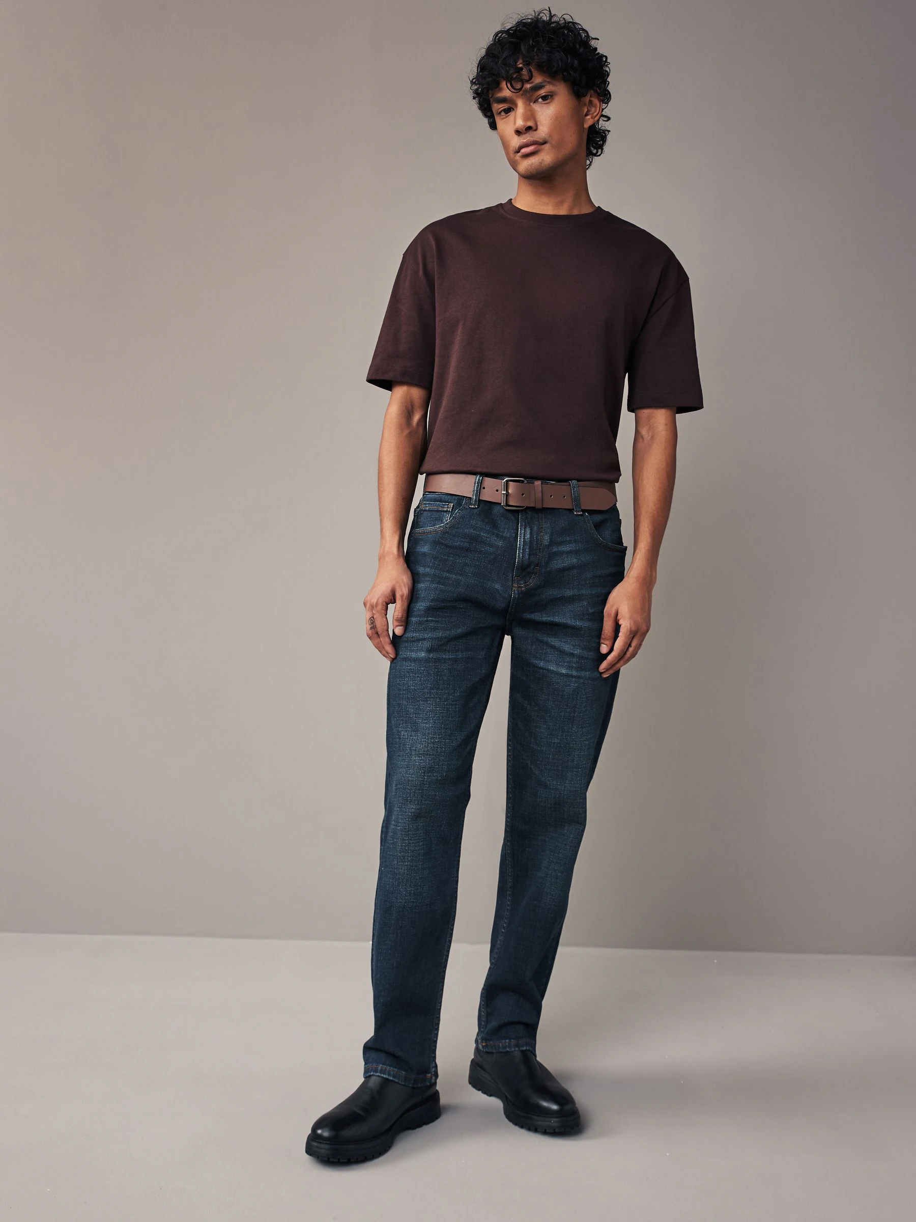 Blauwe wassing - Straight fit - Authentic jeans met riem