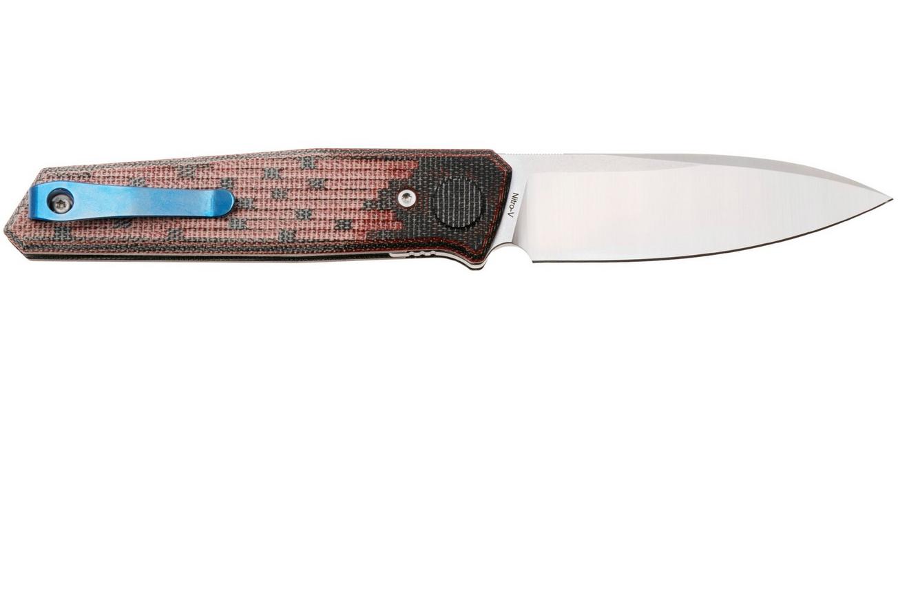 Reate PL-6 Satin Nitro-V, Red Black Micarta, zakmes