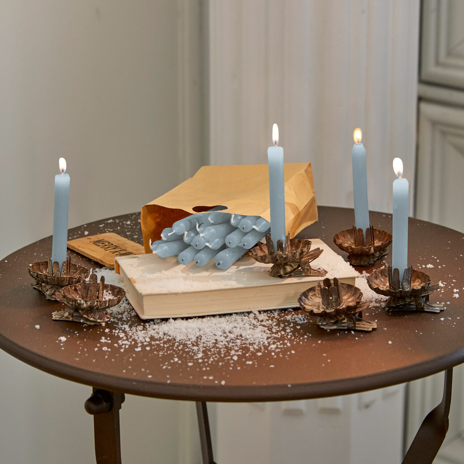 Kerze 20er Set Noufa graublau