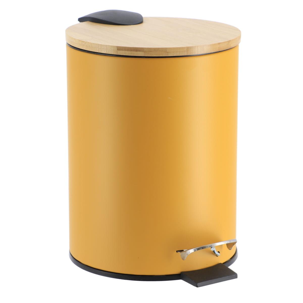 POUBELLE METAL FREIN DE CHUTE 3L MOUTARDE BAMBOU