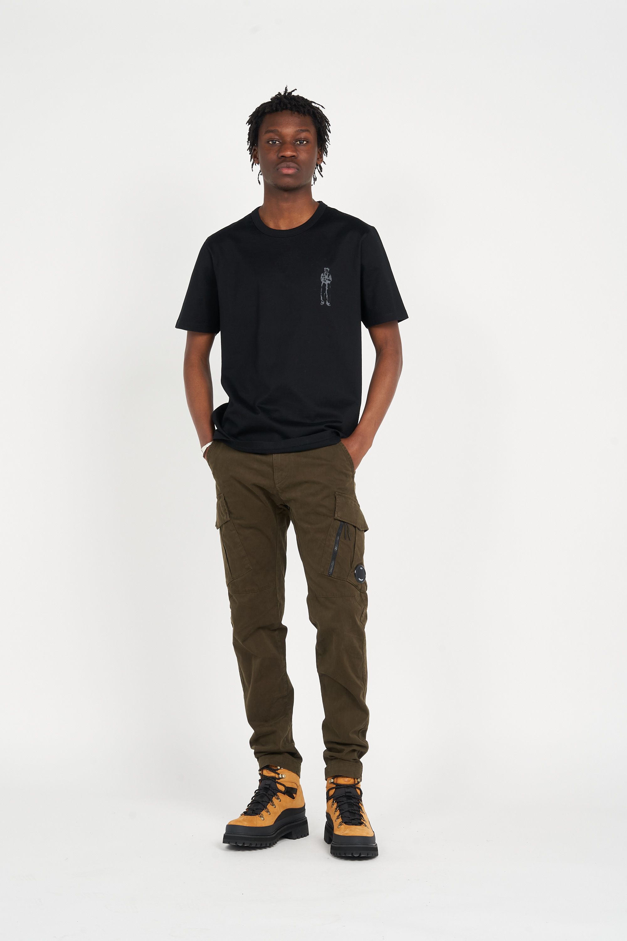 C.P. COMPANY Pantalon STRETCH SATEEN ERGONOMIC ANGULAR CARGO PANTS Vert