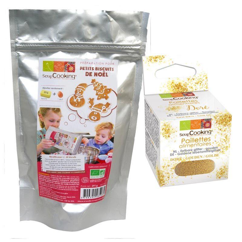 Préparation pour biscuits de Noël + paillettes dorées Scrapcooking