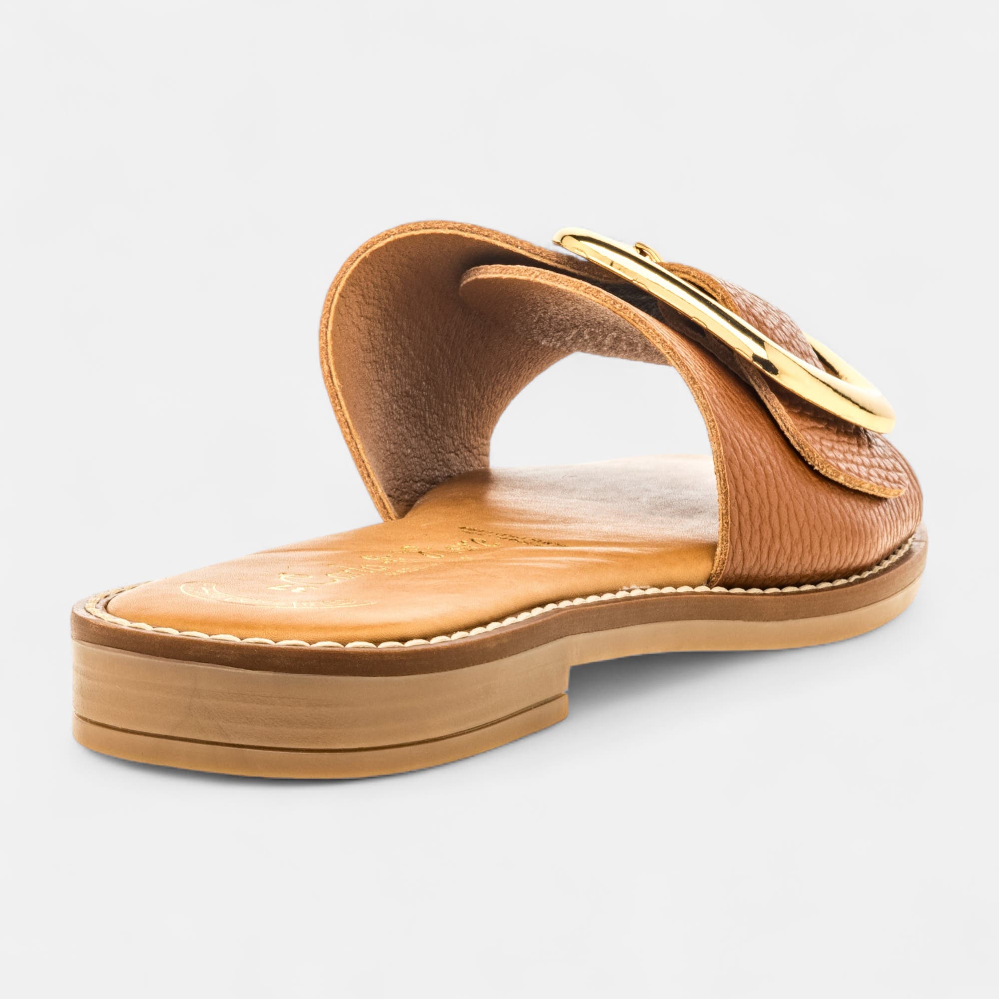 Mules Femme en cuir cognac