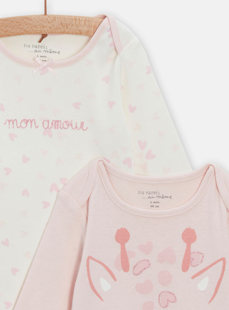 Lot de 2 body manches longues imprimés pour bébé fille