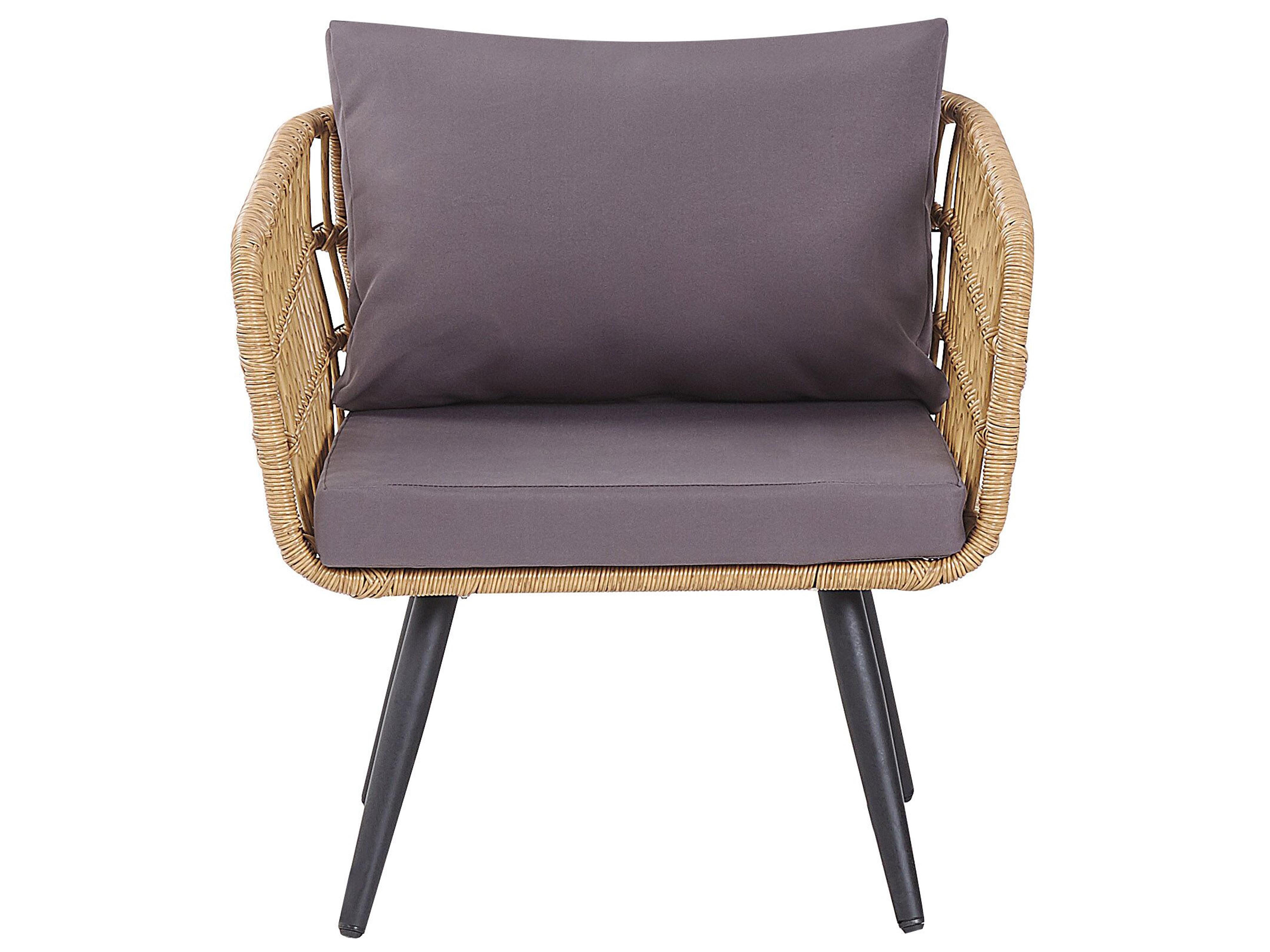 Loungeset met tafel 4-zits FOBELLO PE rotan Beige
