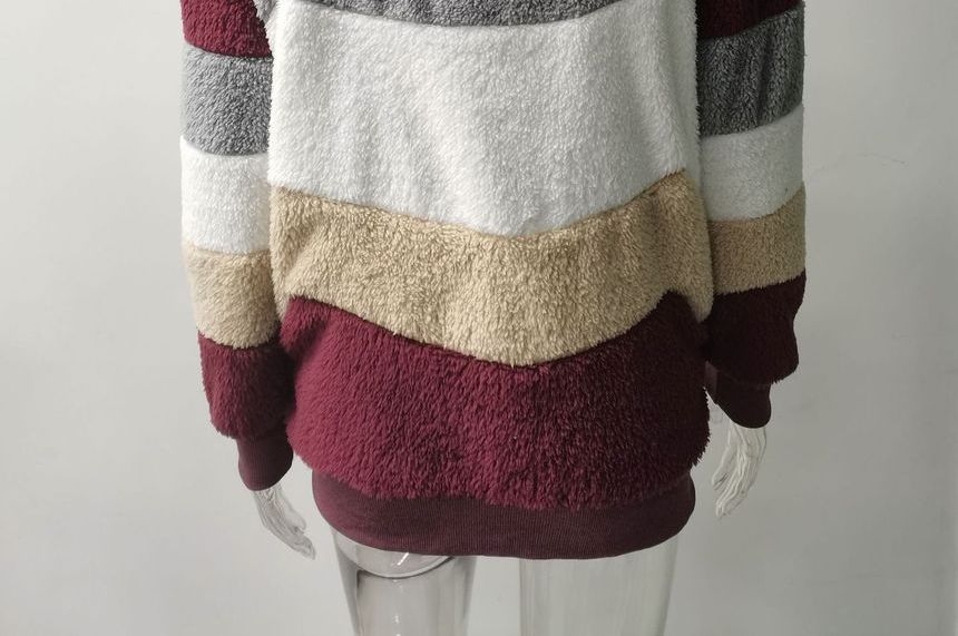 Bolgivy - Color Block Faux Fur Hoodie met rits