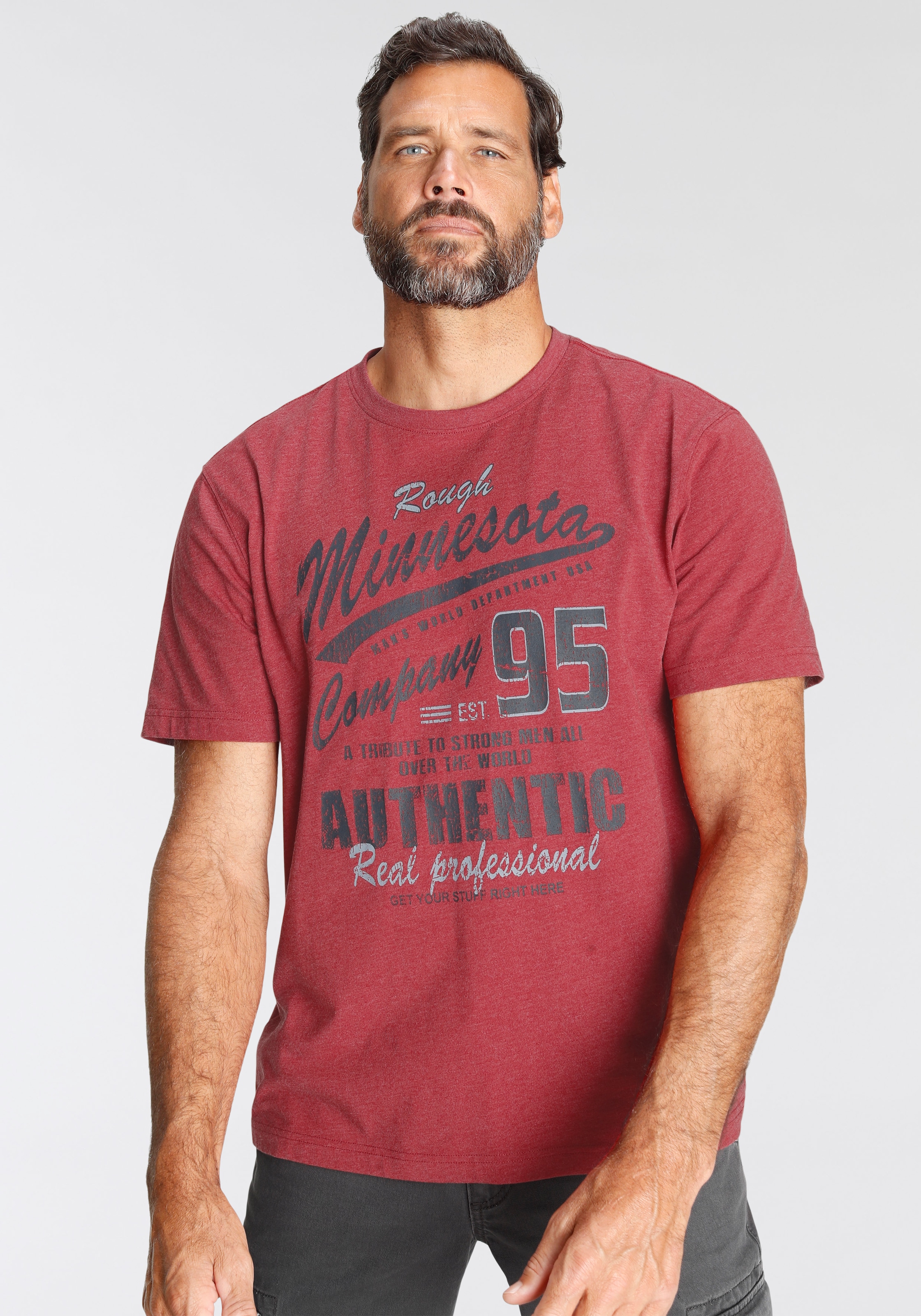 Man's World T-Shirt , kurzärmelig,  melierte Optik,  Rundhalsausschnitt