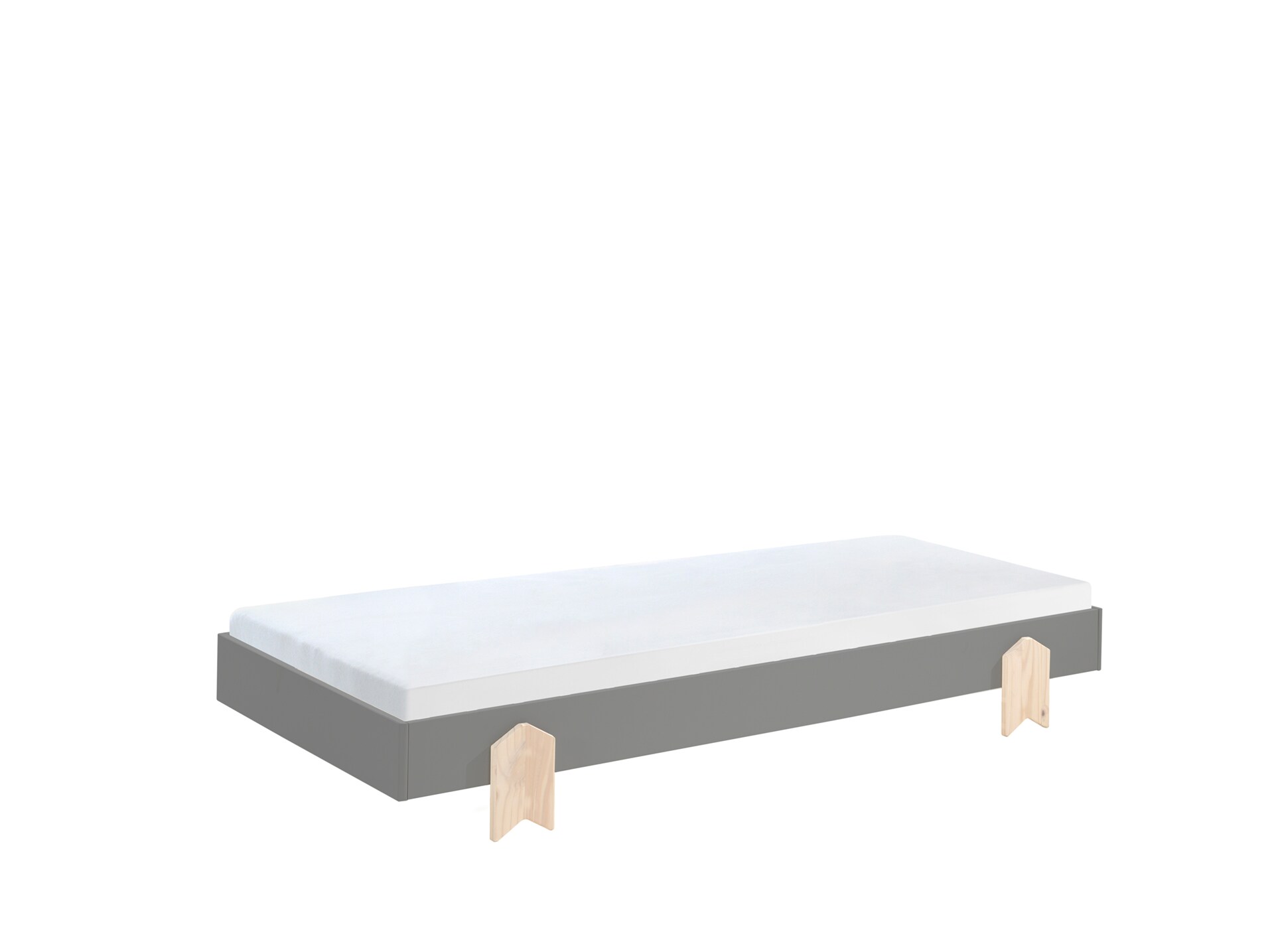 Modulo Einzelbett/Stapelbett 90 x 200 cm Liegefläche, grau lackiert, versch. Ausführungen