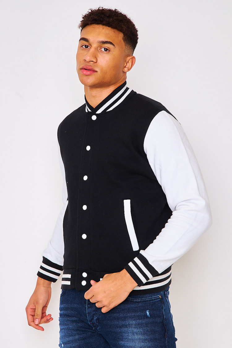 Bomber bicolore noir et blanc molletonné