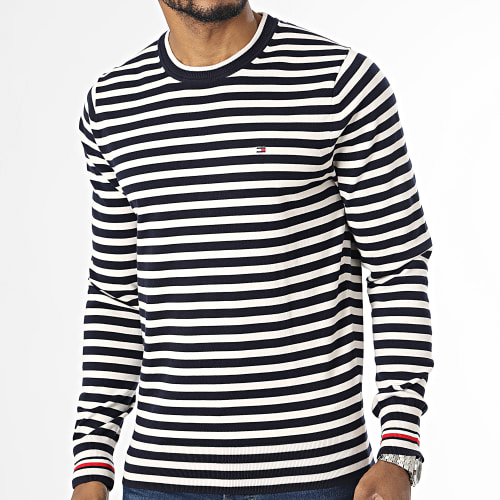 Pull 1985 Crewneck 1316 Beige Bleu Marine