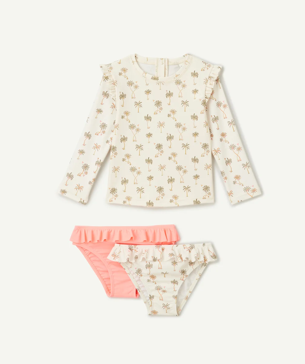 SET TOP ANTI-UV ET 2 CULOTTES BÉBÉ FILLE FIBRES RECYCLÉES THÈME PLAMIER
