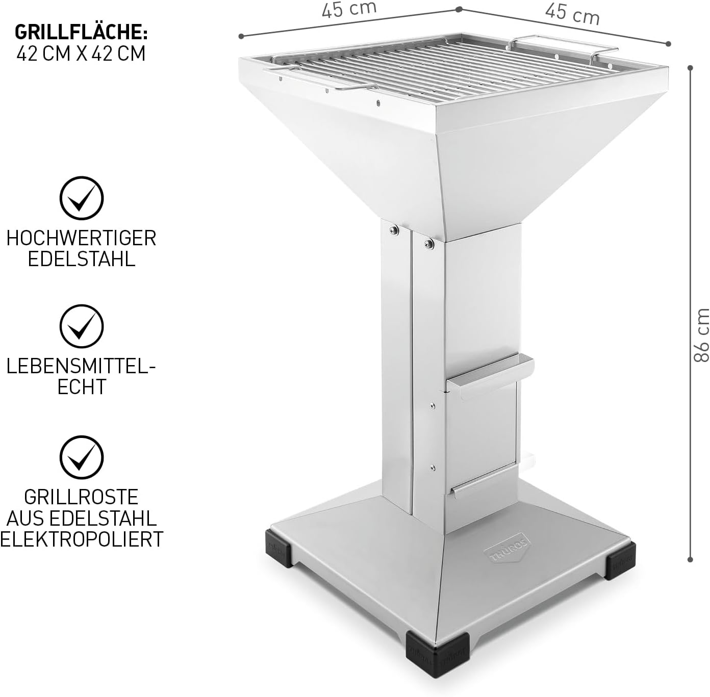 THÜROS T3 Plattenfuß Holzkohlegrill Edelstahl
