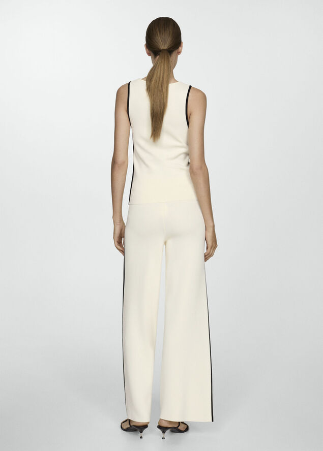 MANGO Knitted top with contrast details Light beige