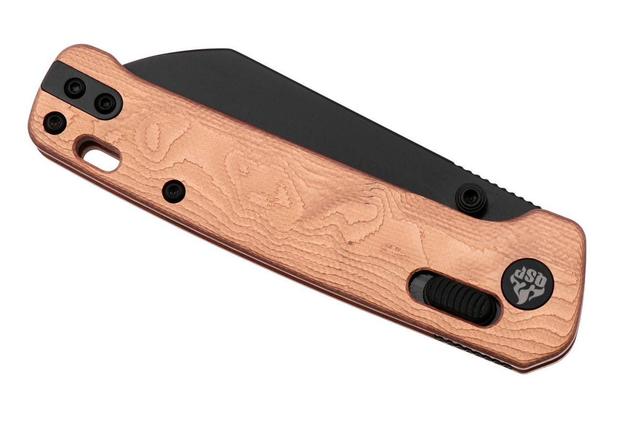 QSP Knife Penguin Glyde QS130GL-F2 PVD 14C28N, Copper Foil G10, zakmes