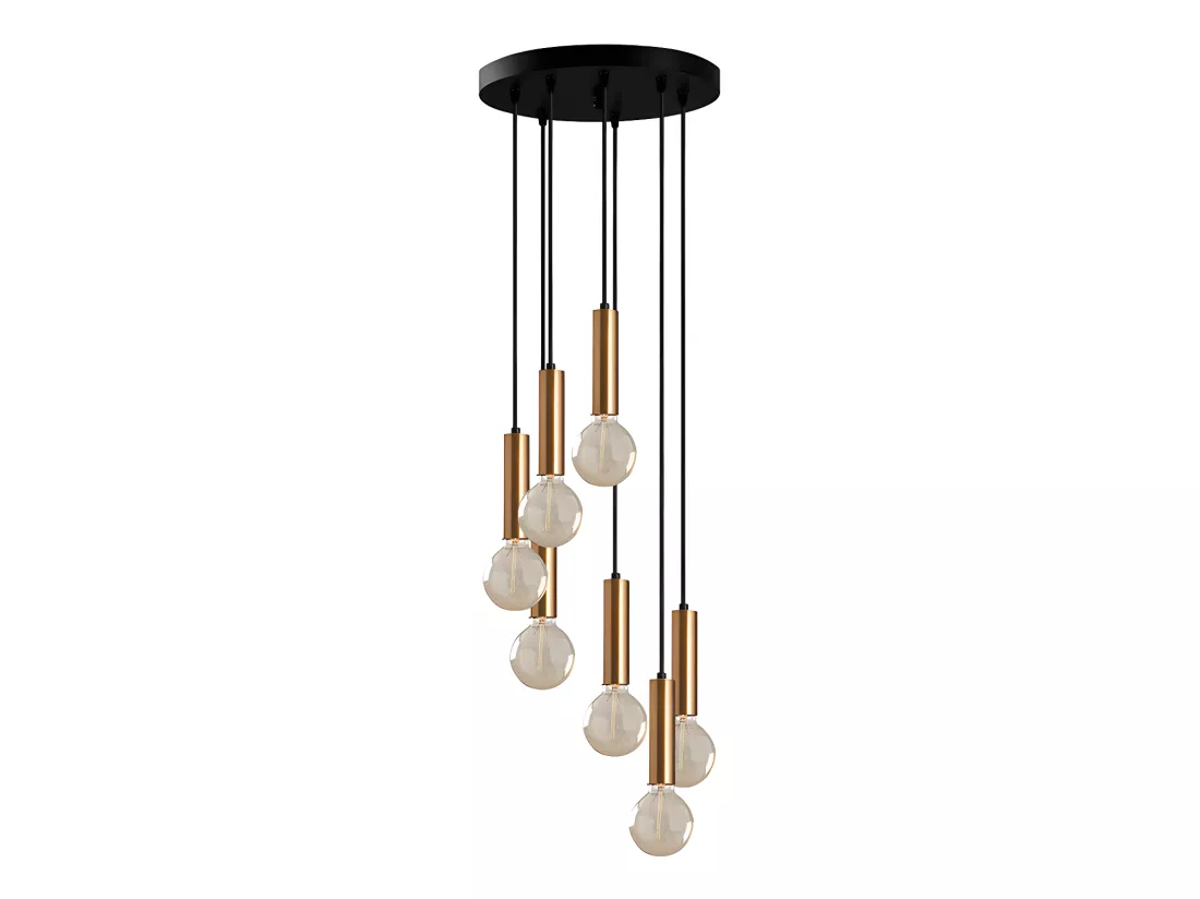 Lustre en métal à hauteur réglable style vintage - H. 40/136 cm - Doré - JOSETTE