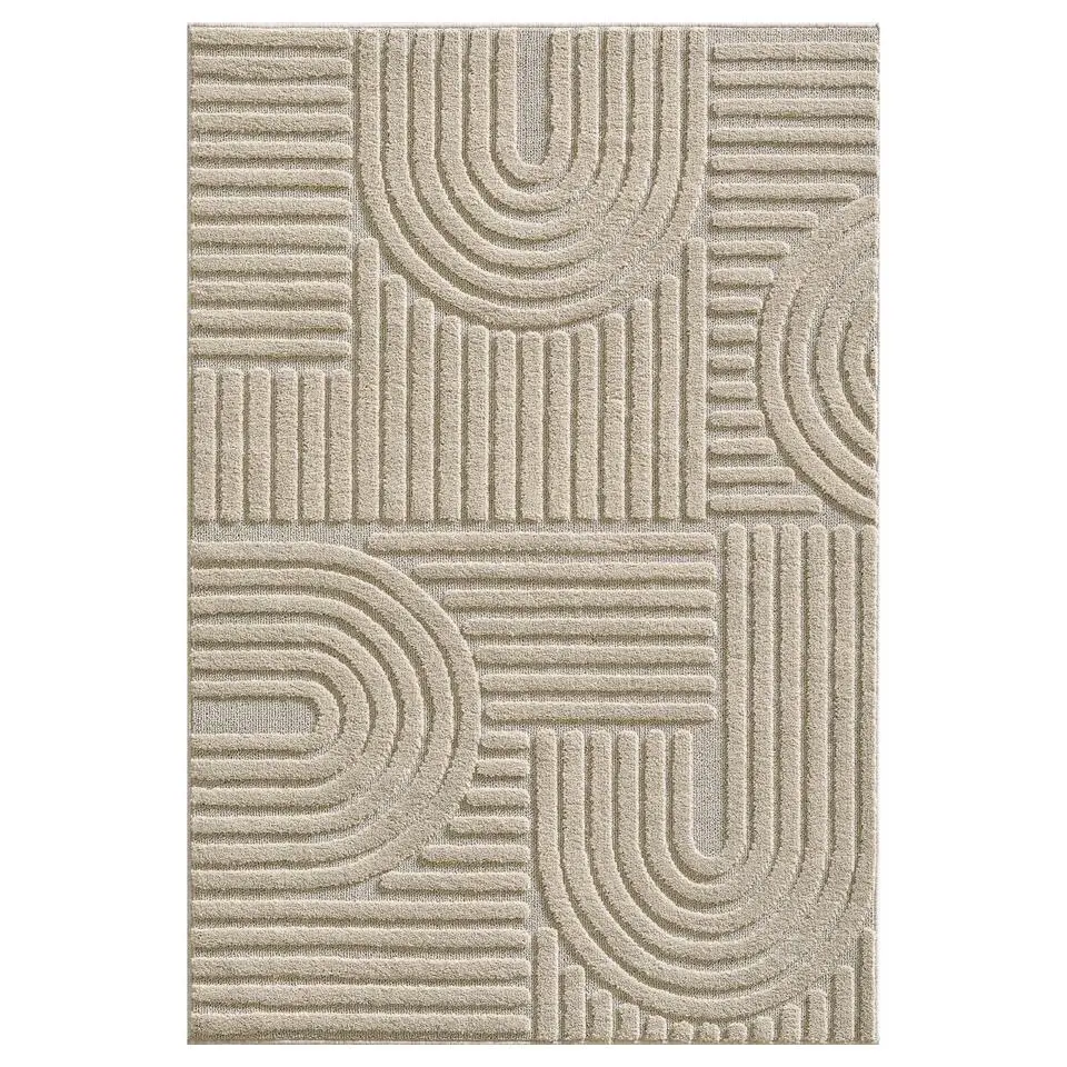 Modern Japandi Vloerkleed - Beige - Boho Scandinavisch - 160x230 cm Laagpolig