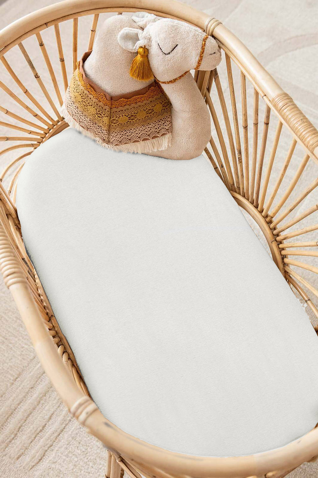 katoenen baby hoeslaken wieg 80 x 40 cm - ecru