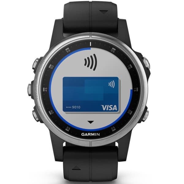 Montre cardio GPS GARMIN FENIX 5S PLUS SILVER W/BLACK BAND SILVER/BLACK