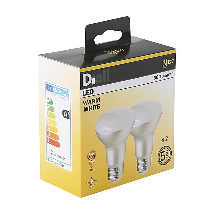Ampoule LED Diall réflecteur R63 E27 7W=48W blanc chaud
