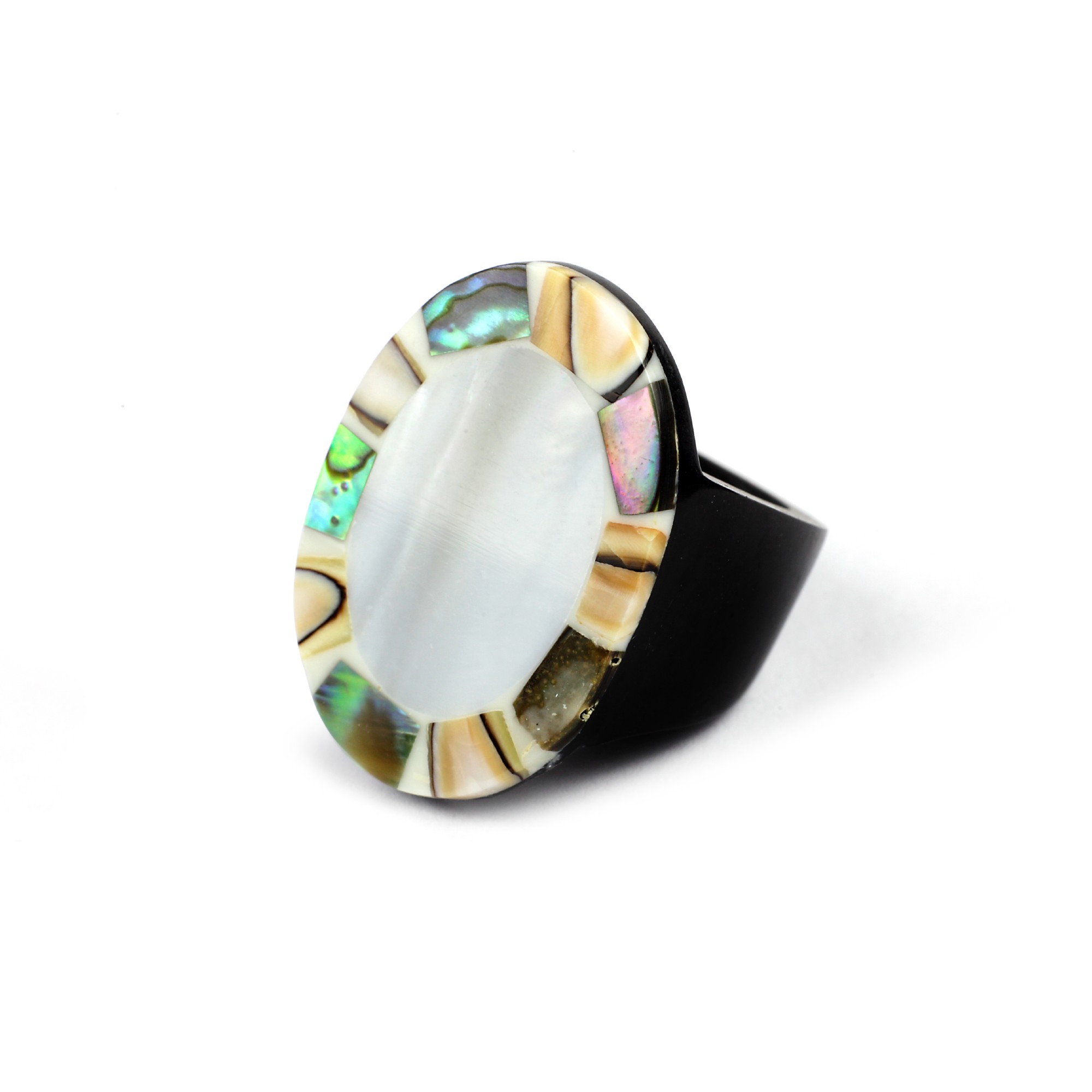 Ring 'Mother of Pearl', Palisanderholz, Muschelharze günstig bestellen