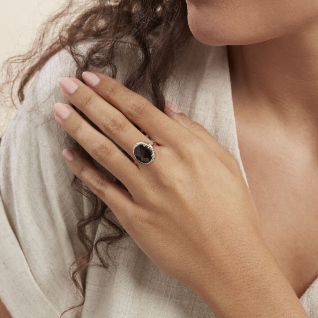 Bague Anna Or Jaune Quartz Et Oxyde De Zirconium