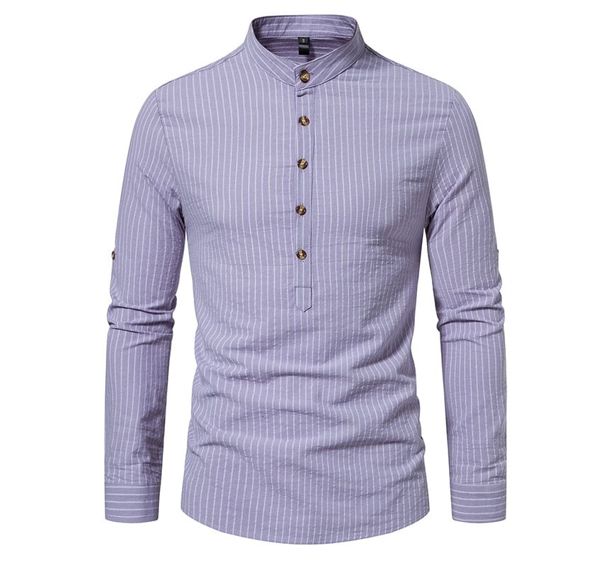 YIKES - Henley gestreept overhemd met lange mouwen