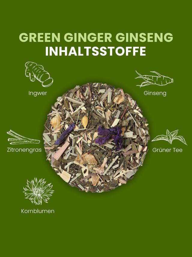 Grüner Tee Ginseng-Ingwer, lose, 100 g