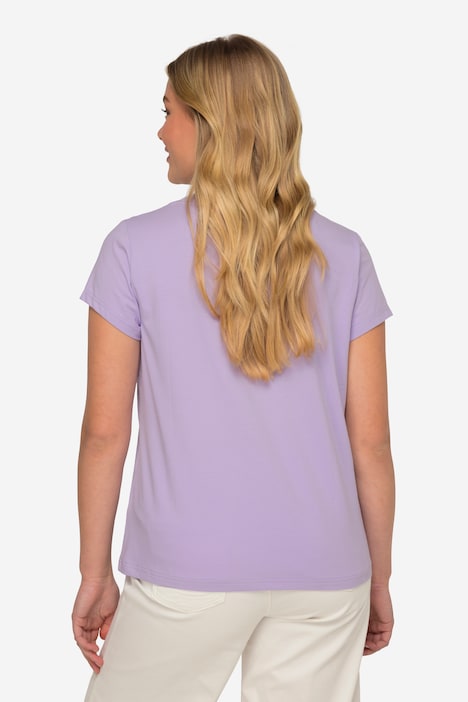 T-Shirt, kleiner Knoten Print, V-Ausschnitt, Halbarm, OEKO-TEX MIG