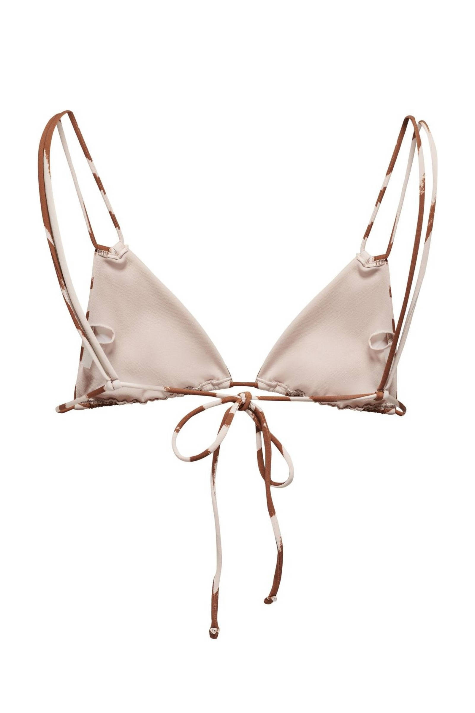 ONLY voorgevormde triangel bikinitop ONLBARI bruin/wit