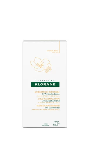 Klorane - Dépilatoire - Bandelettes de cire froide à l'Amande douce - Visage et zones sensibles - 6 Bandes