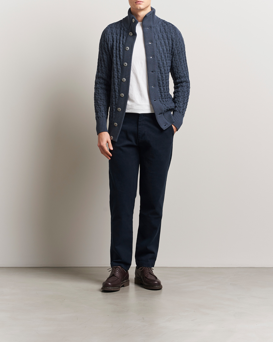 S.N.S. Herning Stark Cable Cardigan Faded Mineral Blue