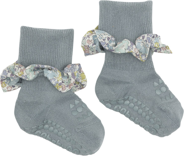 GoBabyGo Non-slip socks - Bamboo / Liberty Dusty blue / mich