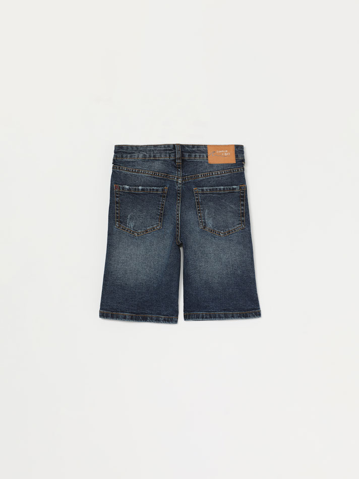 Bermuda jeans confortável - Azul escuro