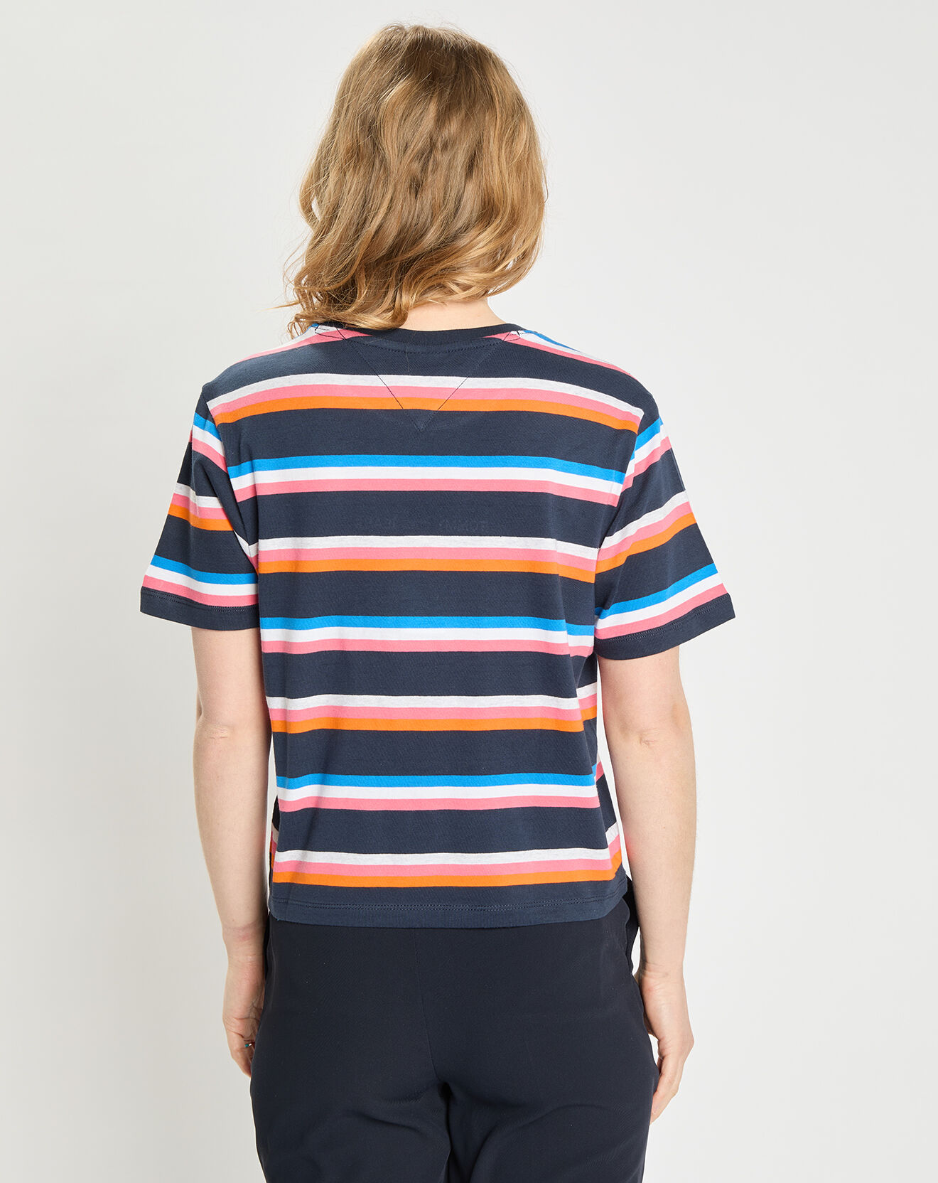 Tommy Jeans T-Shirt 100% Coton Bio Crop Stripe multicolore