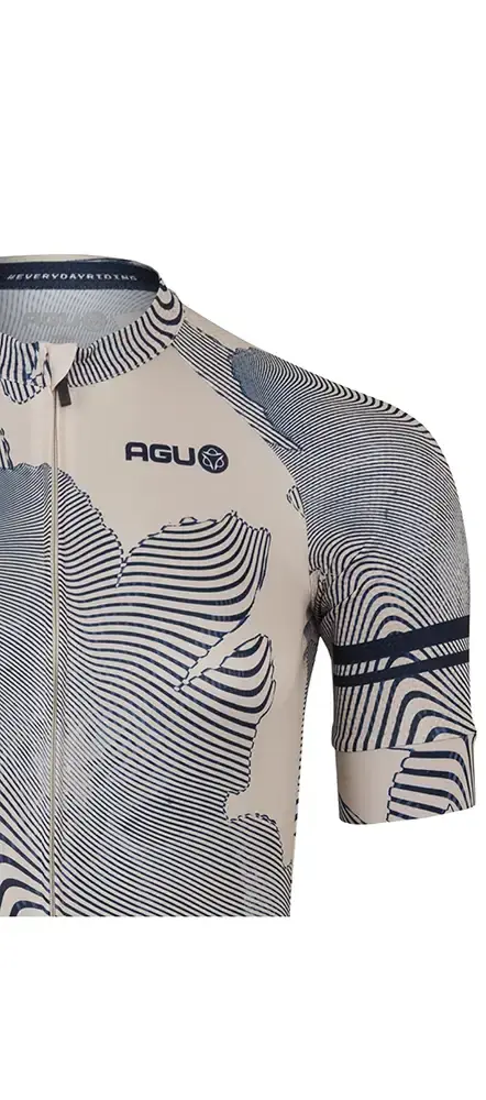 AGU Striped Flower Essential Fietsshirt Korte Mouwen Bruin/Blauw Dames