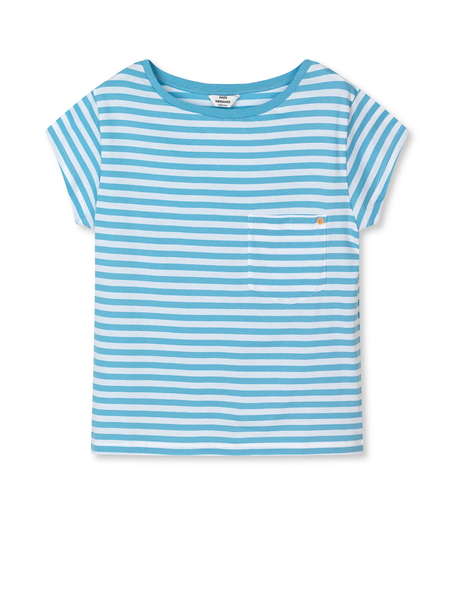 Mads Nørgaard  Organic Jersey Stripe Torva t-shirt - Alaskan Blue/Brilliant White
