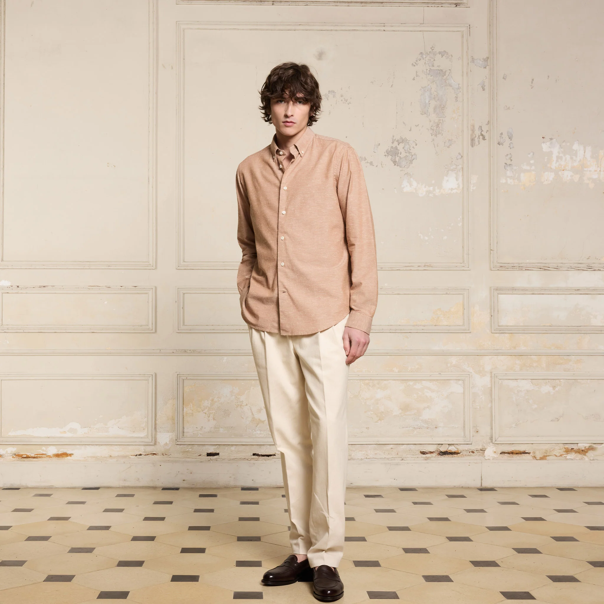Salmon chip cotton shirt