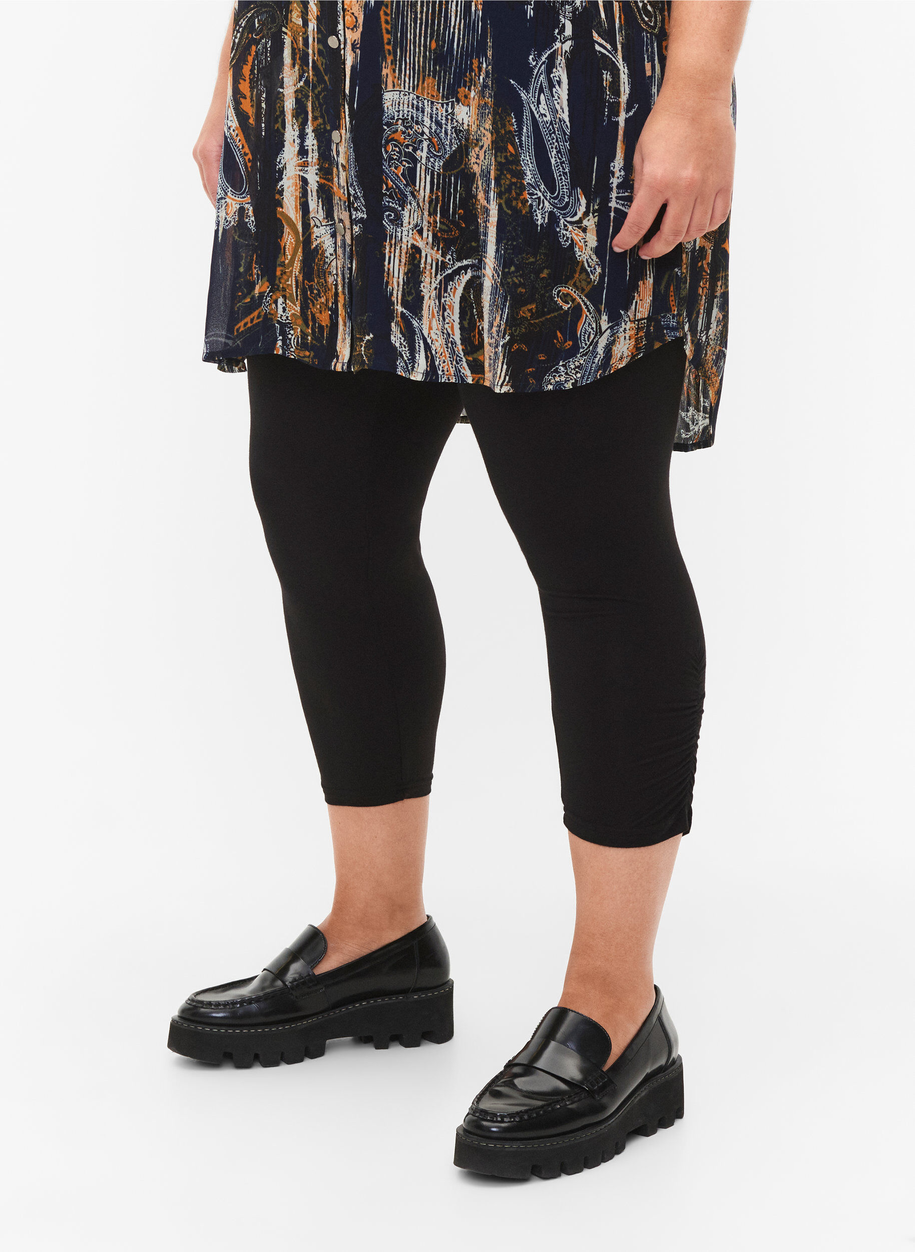 Basis 3/4 leggings med rynkedetalje