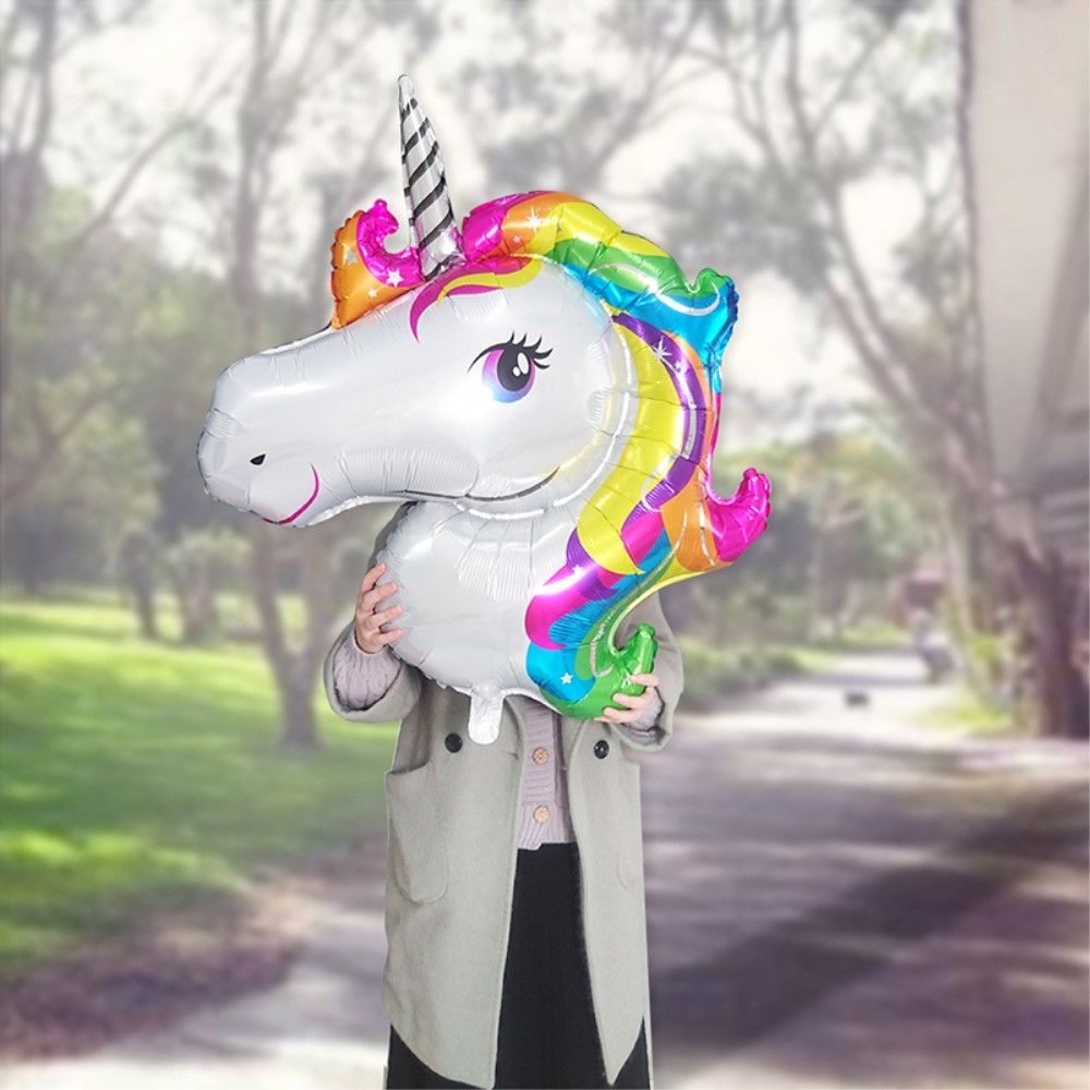 (88x108cm) Einhorn Kinder Party Ballon Folien Luftballon - Lila